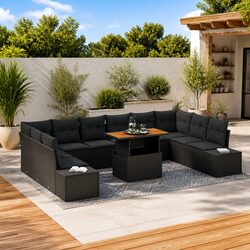 Concise 11-Piece Garden Sofa Set for Outdoor Use