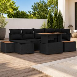 Concise Features of 7-Piece Black Garden Sofa Set