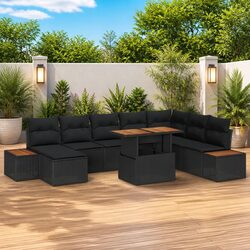 Outdoor Garden Sofa Set 9 Pieces Modular Rattan Furniture Dining Lounge Patio