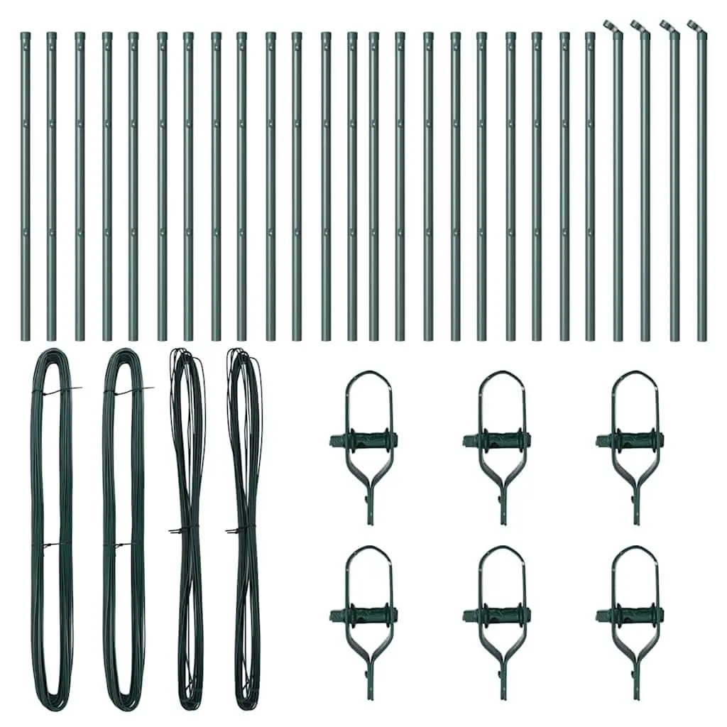 Steel Garden Boundary Marker Green 26 Piece Durable Powder-Coated Fence Post Outdoor
