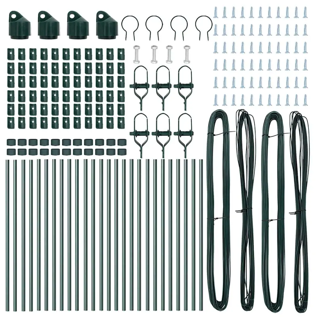 Steel Garden Boundary Marker Green 26 Piece Durable Powder-Coated Fence Post Outdoor