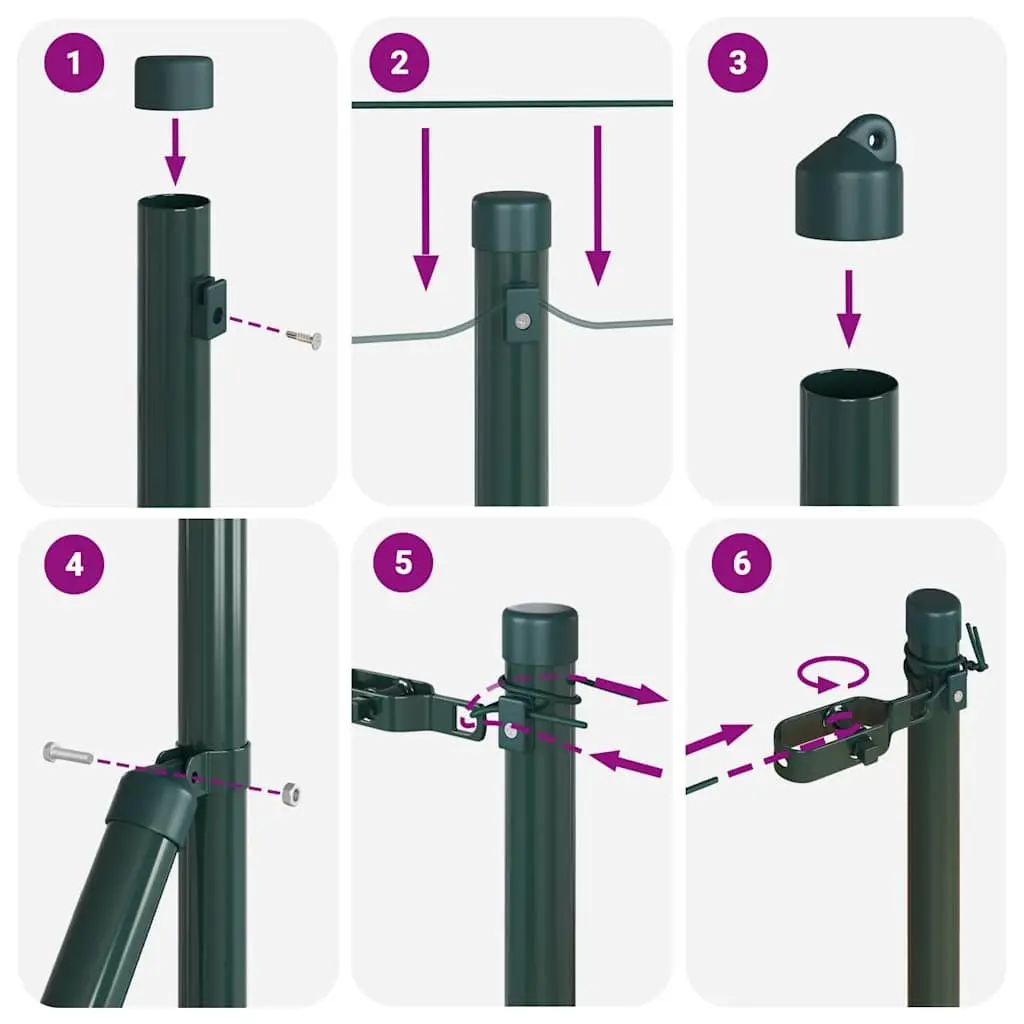 Fence Posts Embedded Steel Green Powder-Coated Garden Barriers Outdoor 52 Pack