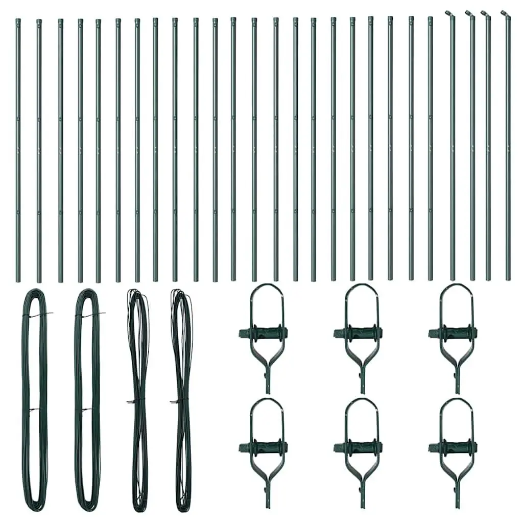 Embedded Fence Post Green 26 Piece Powder-Coated Steel Garden Terrace Boundary