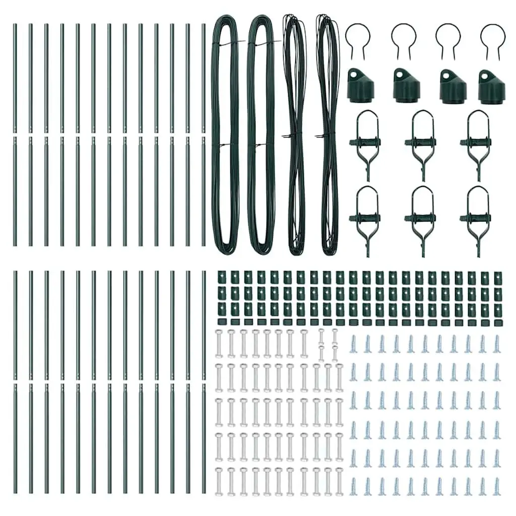 Embedded Fence Post Green 26 Piece Powder-Coated Steel Garden Terrace Boundary