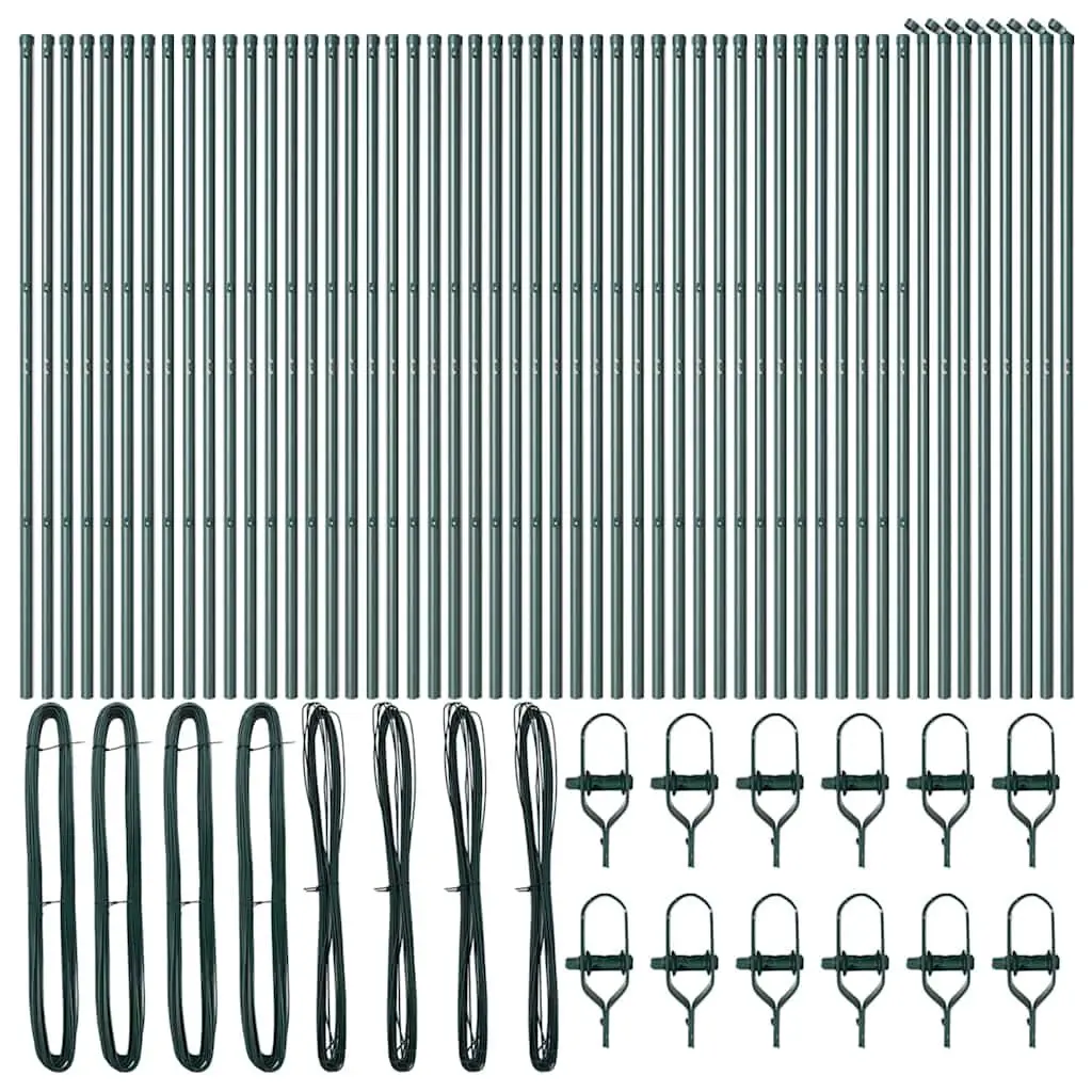 Embedded Fence Post 52 Pieces Green Steel Garden Boundary Marker Outdoor Fencing