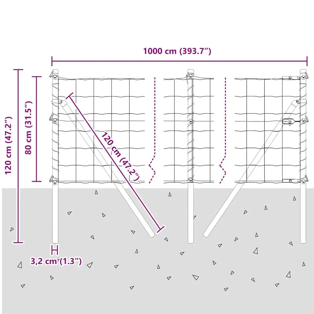 Fence Panel Set Green 10 x 0.8m PVC-Coated Steel Mesh Outdoor Garden Barrier