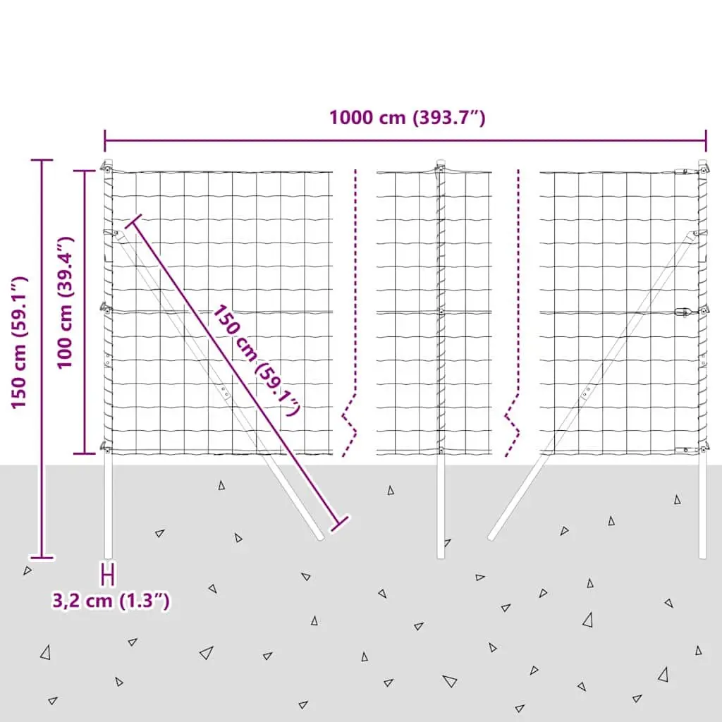 Outdoor Fence Panel Green Mesh PVC-Coated Steel Ground Fix Barrier Enclosure