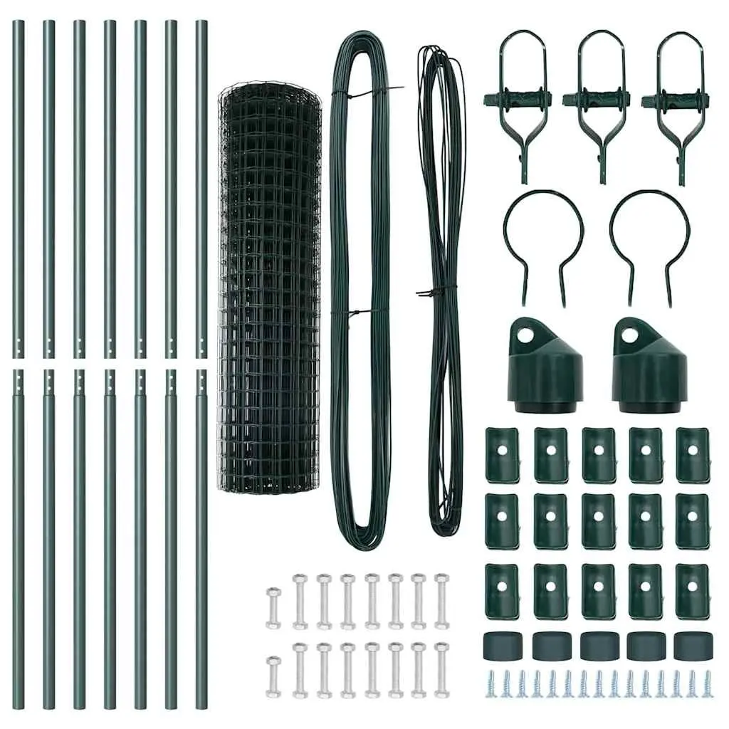 Outdoor Fence Panel Green Mesh PVC-Coated Steel Ground Fix Barrier Enclosure