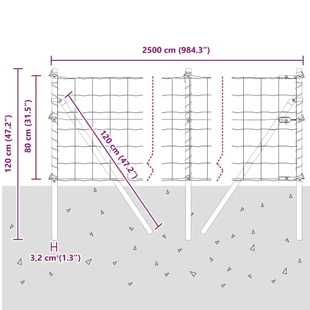 Fence Panel Green 25 x 0.8 m PVC-Coated Steel Mesh Outdoor Garden