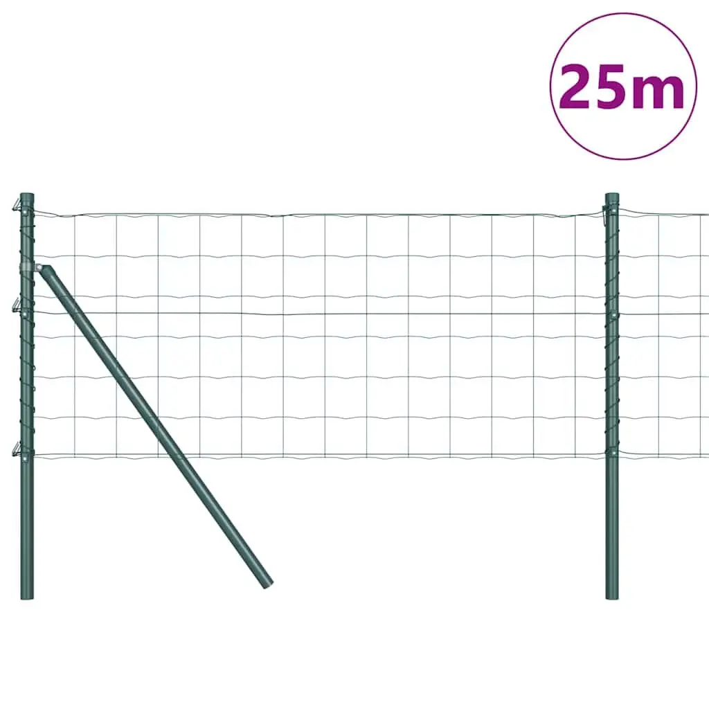 Fence Panel Green 25 x 0.8 m PVC-Coated Steel Mesh Outdoor Garden