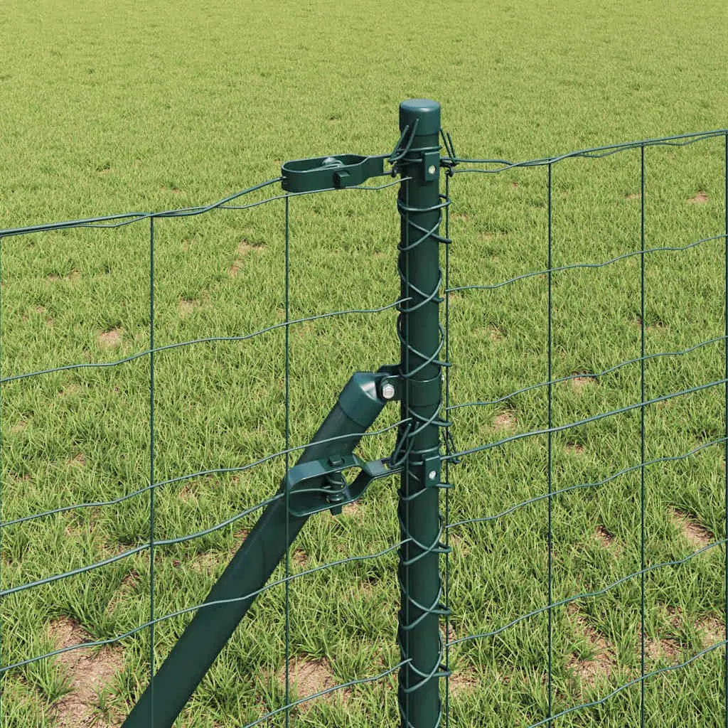 Fence Panel Green 25 x 0.8 m PVC-Coated Steel Mesh Outdoor Garden