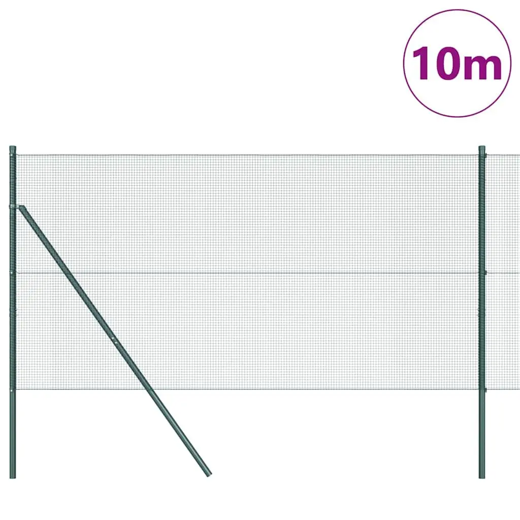 Welded Wire Fence Panel Green 10 x 1 m PVC-Coated Steel Ground Fix