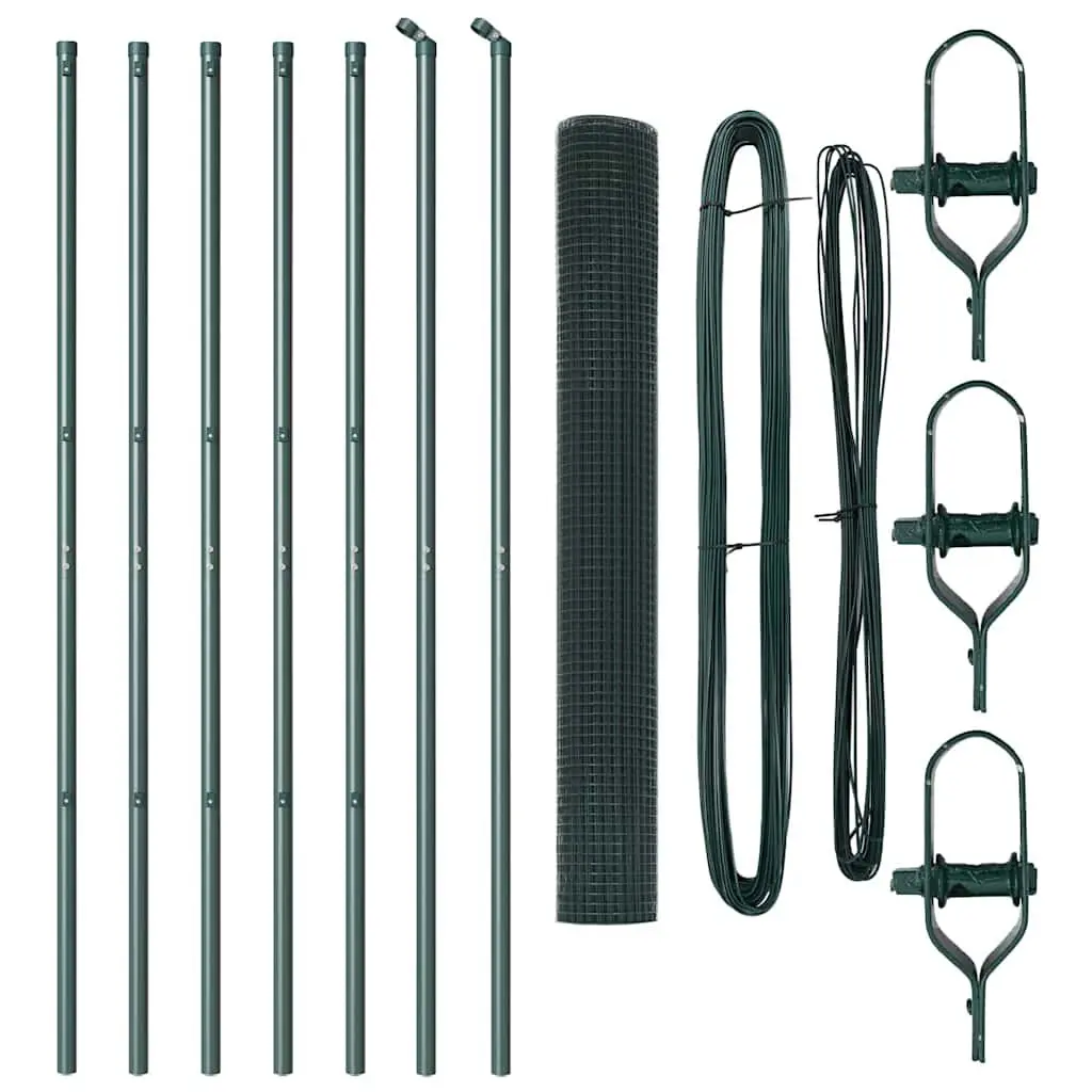 Welded Wire Fence Panel Green 10 x 1 m PVC-Coated Steel Ground Fix