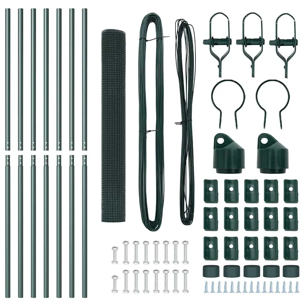 Welded Wire Fence Panel Green 10 x 1 m PVC-Coated Steel Ground Fix