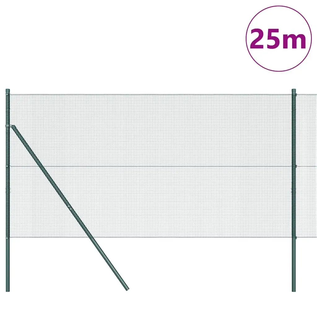 Welded Wire Fence Panel Green 25 x 1 m PVC-Coated Steel Ground Fix