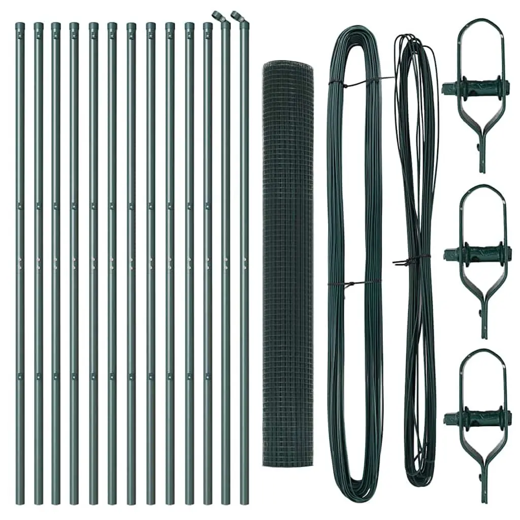 Welded Wire Fence Panel Green 25 x 1 m PVC-Coated Steel Ground Fix