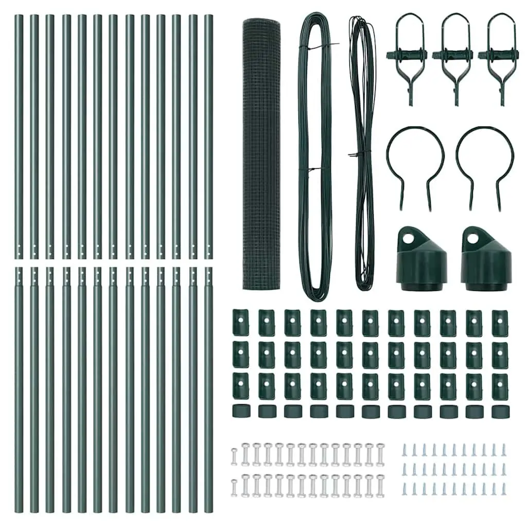 Welded Wire Fence Panel Green 25 x 1 m PVC-Coated Steel Ground Fix