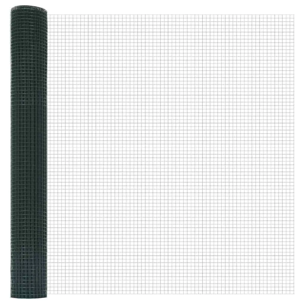 Welded Wire Fence Panel Green 25 x 1 m PVC-Coated Steel Ground Fix