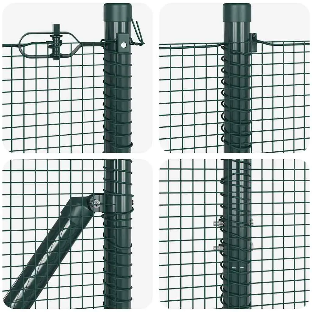 Welded Wire Fence Panel Green 25 x 1 m PVC-Coated Steel Ground Fix