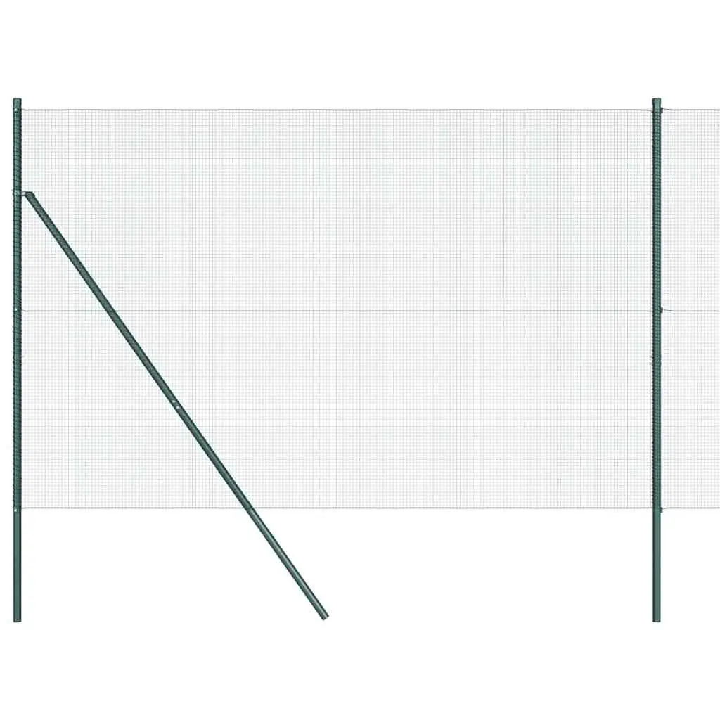 Welded Wire Fence Panel Green 25 x 1.5 m PVC-Coated Steel Durable Outdoor Garden Barrier