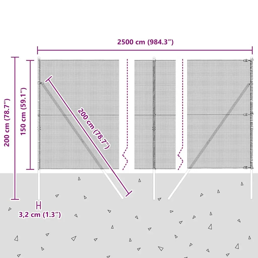 Welded Wire Fence Panel Green 25 x 1.5 m PVC-Coated Steel Durable Outdoor Garden Barrier