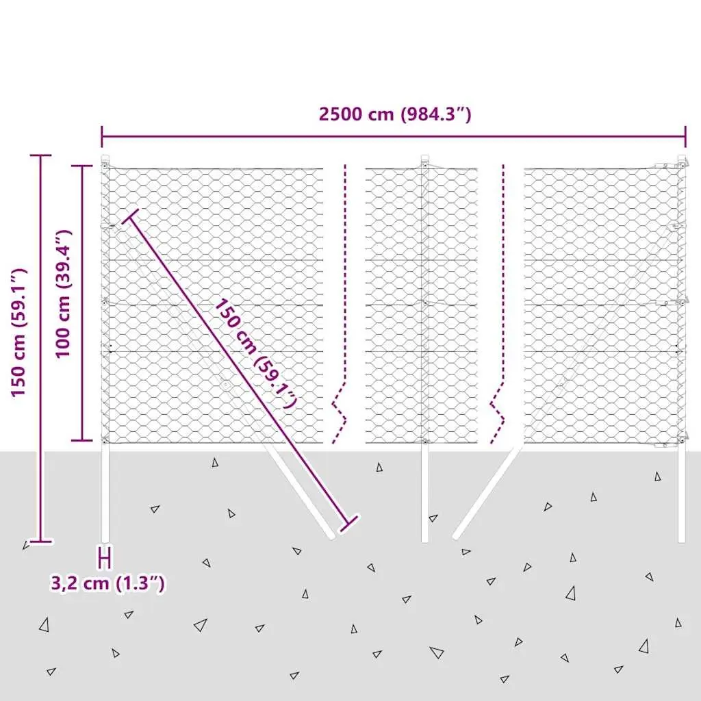 Hexagonal Fence Ground Fix Green 25 x 1 m PVC-Coated Steel Mesh Outdoor Garden