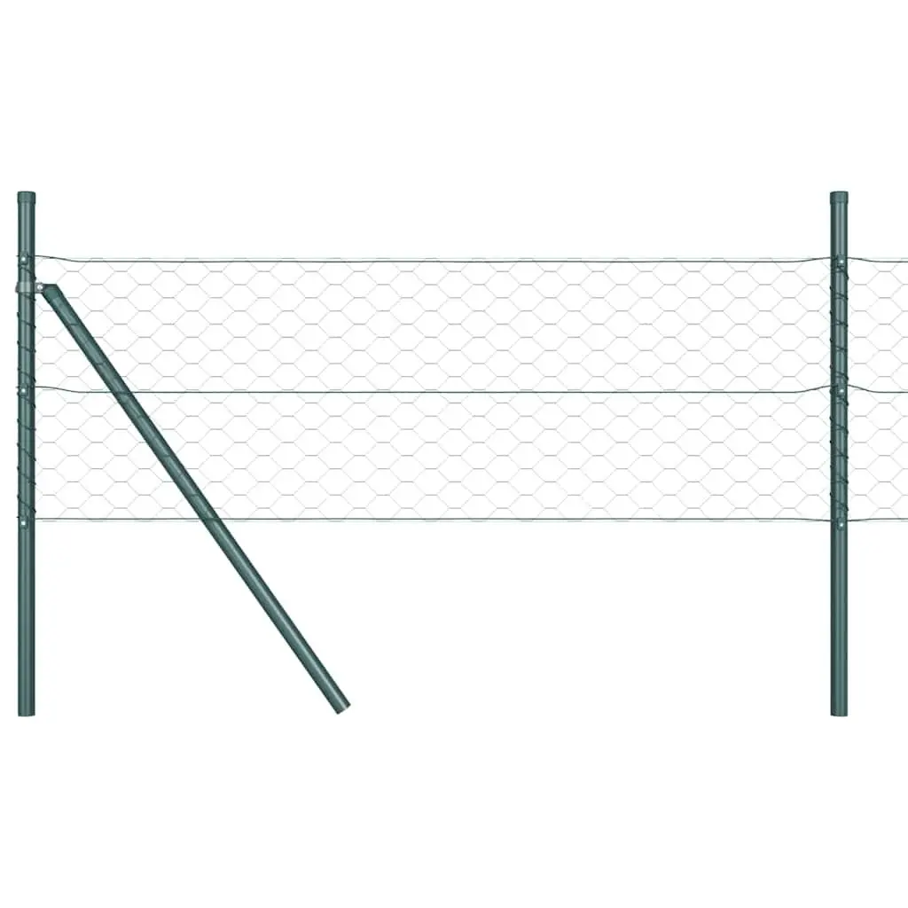 Hexagonal Fence Ground Fix Green 25 x 1 m PVC-Coated Steel Mesh Outdoor Garden