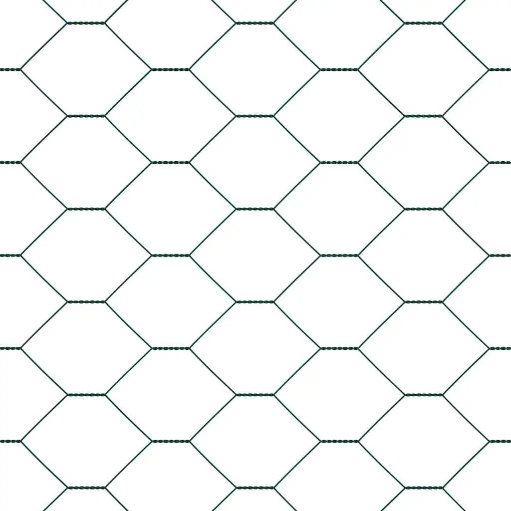 Hexagonal Fence Ground Fix Green 25 x 1 m PVC-Coated Steel Mesh Outdoor Garden