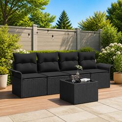 Concise 5-Piece Outdoor Sofa Set with Glass Table