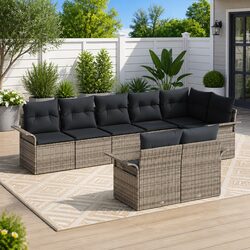 Concise and Stylish 8-Piece Garden Sofa Set in Grey
