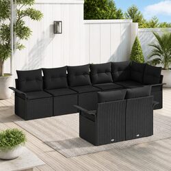 Modular Garden Sofa Set: 8 Pieces, Black and Comfortable