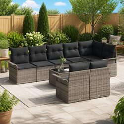 Concise and Stylish 9-Piece Grey Garden Sofa Set