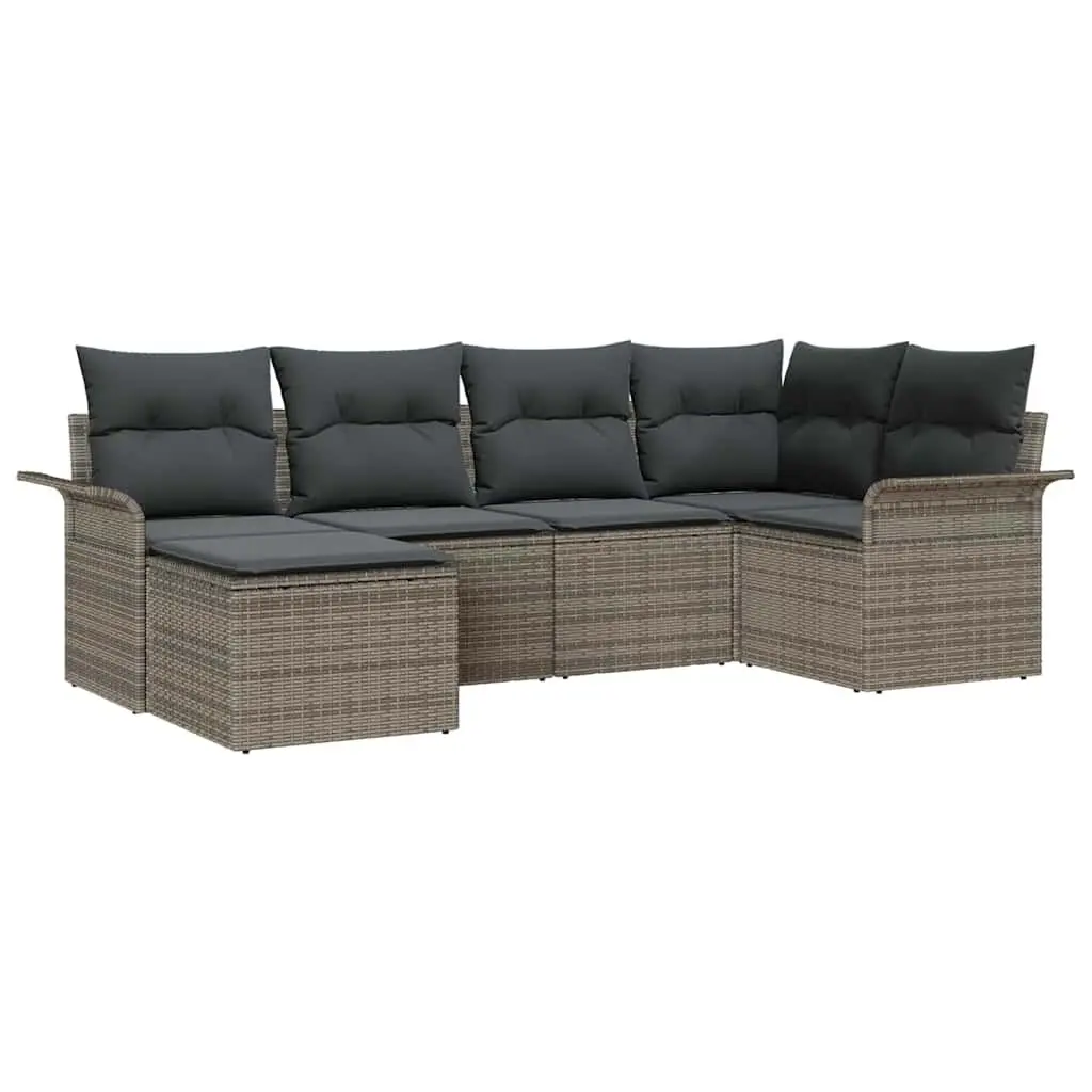 Garden Sofa Set Grey 6 Piece Modular Outdoor Furniture with Storage