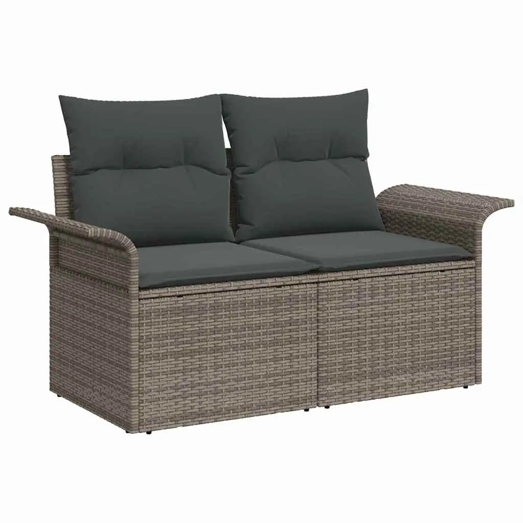 Garden Sofa Set Grey 6 Piece Modular Outdoor Furniture with Storage