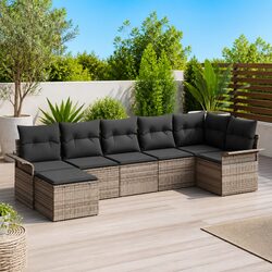 7-Piece Modular Sofa Set - Durable Grey Outdoor Furniture