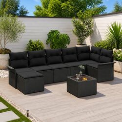 Compact 8-Piece Modular Garden Sofa Set - Essential Outdoor Seating