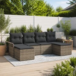 6-Piece Modular Outdoor Garden Sofa Set in Grey