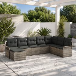 8-Piece Grey Outdoor Sofa Set with Cushions