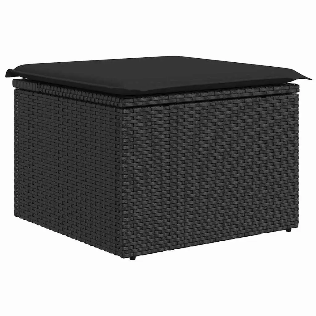 Garden Sofa Set 5 Pcs Modular Outdoor Furniture Black Poly Rattan with Storage