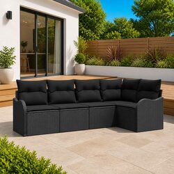 Concise 5-Piece Outdoor Sofa Set with Storage