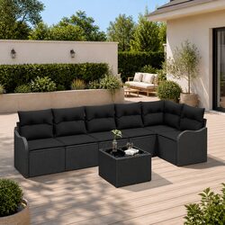 Modular Garden Sofa Set 7 Pieces Outdoor Patio Furniture Poly Rattan Lounge