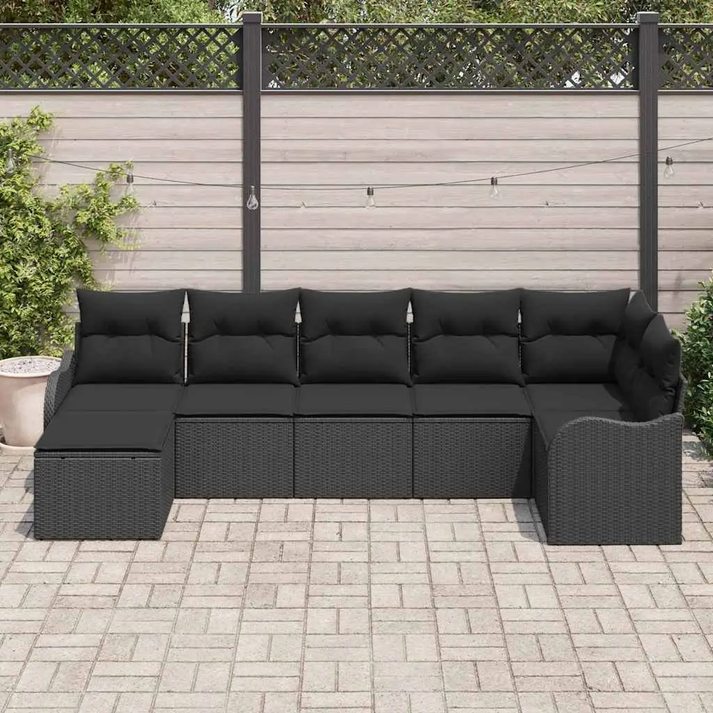 Modular Garden Sofa Set Black 7 Pieces Poly Rattan Outdoor Furniture with Ergonomic Comfort