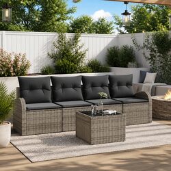 Compact 5-Piece Grey Modular Sofa Set for Gardens