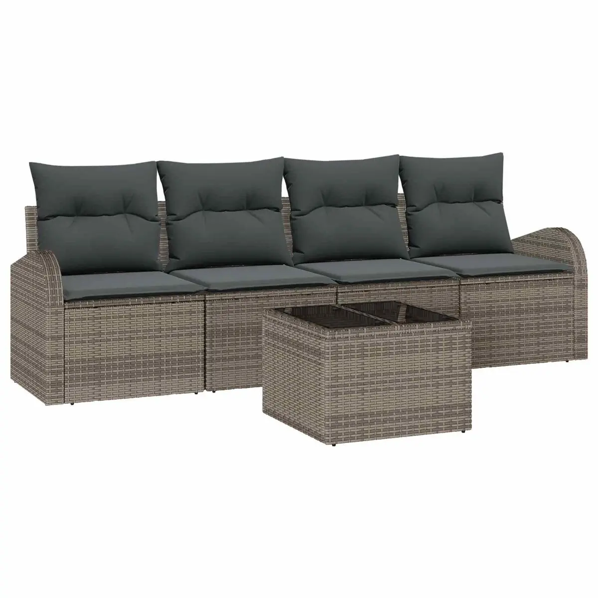 Outdoor Garden Sofa Set 5 Pieces Modular Seating with Storage Grey