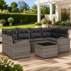 7-Piece Grey Modular Garden Sofa Set for Outdoor Living