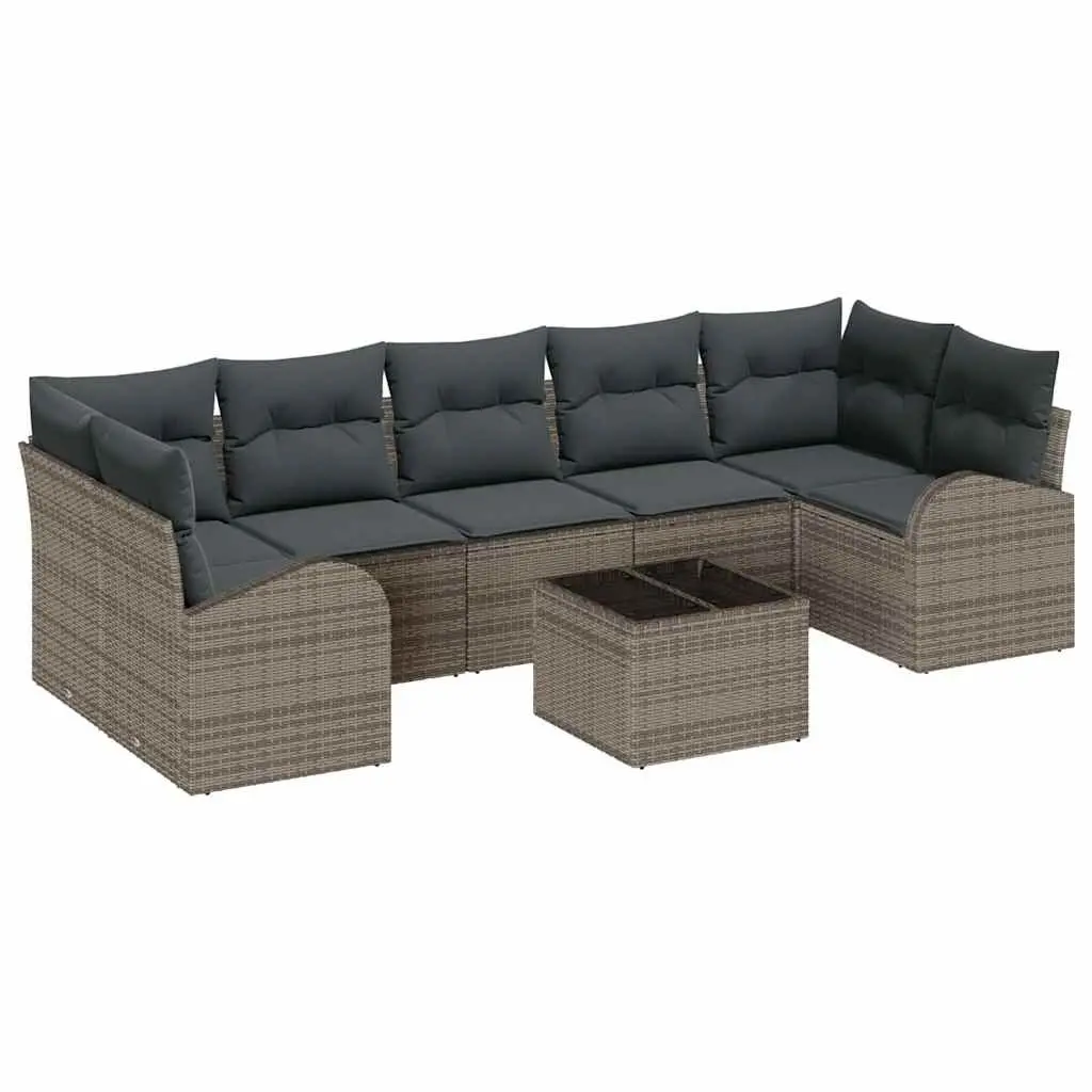 Outdoor Garden Sofa Set Grey 8 Piece Modular Poly Rattan Sectional Furniture