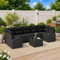 Concise Modular Outdoor Sofa Set - 8 Pieces Included