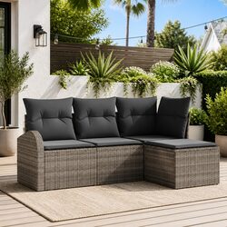 Compact and Stylish 4 Piece Grey Sofa Set