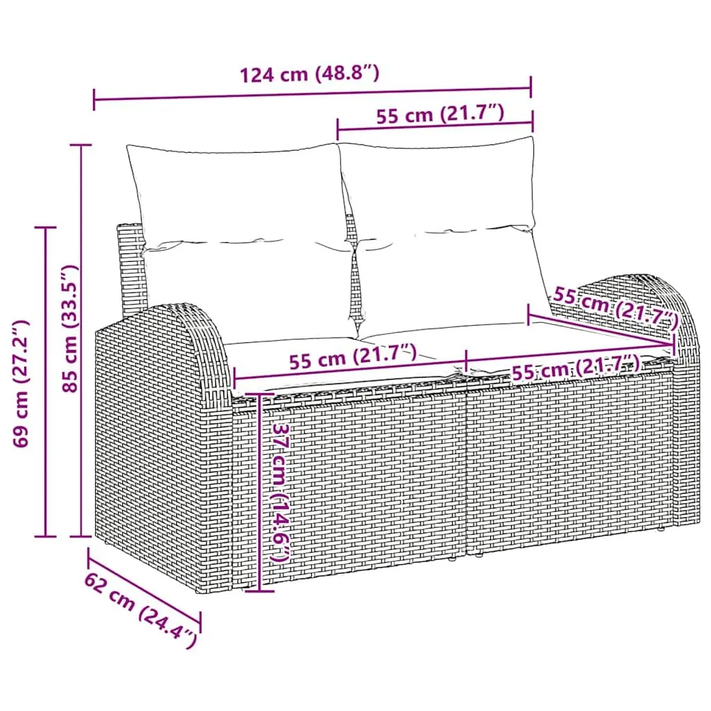 Garden Sofa Set 5 Pieces Grey Poly Rattan Modular Outdoor Furniture Patio