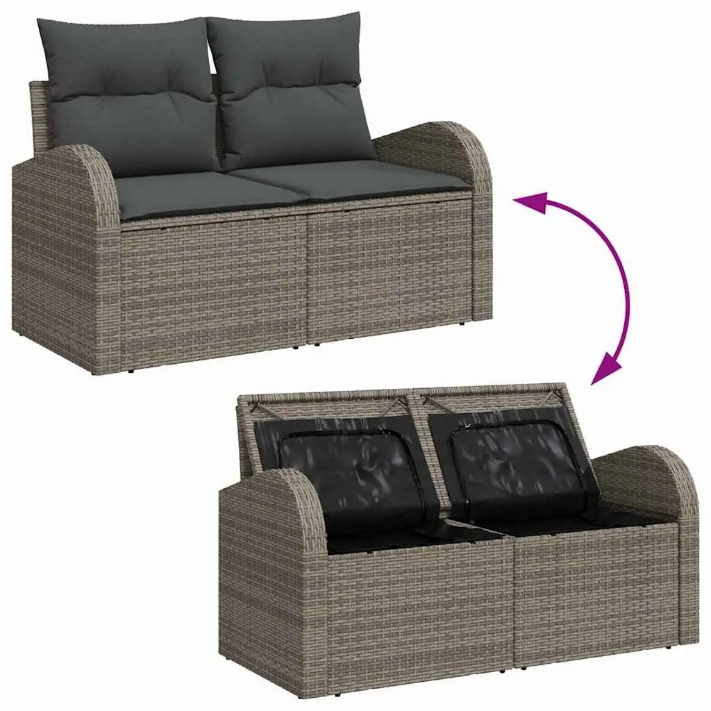 Garden Sofa Set 5 Pieces Grey Poly Rattan Modular Outdoor Furniture Patio